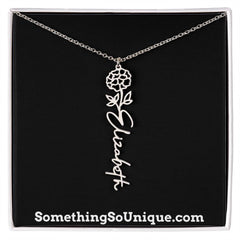 Custom Monogrammed Birth Flower Necklace
